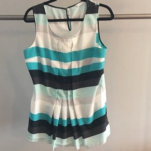 New York Co L striped pleated tank blouse size L